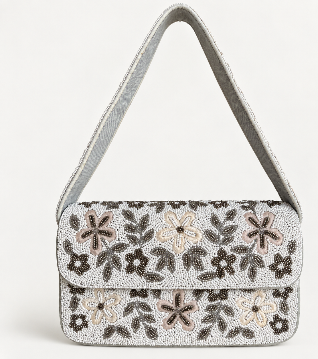 Monochrome Garden beaded handbag