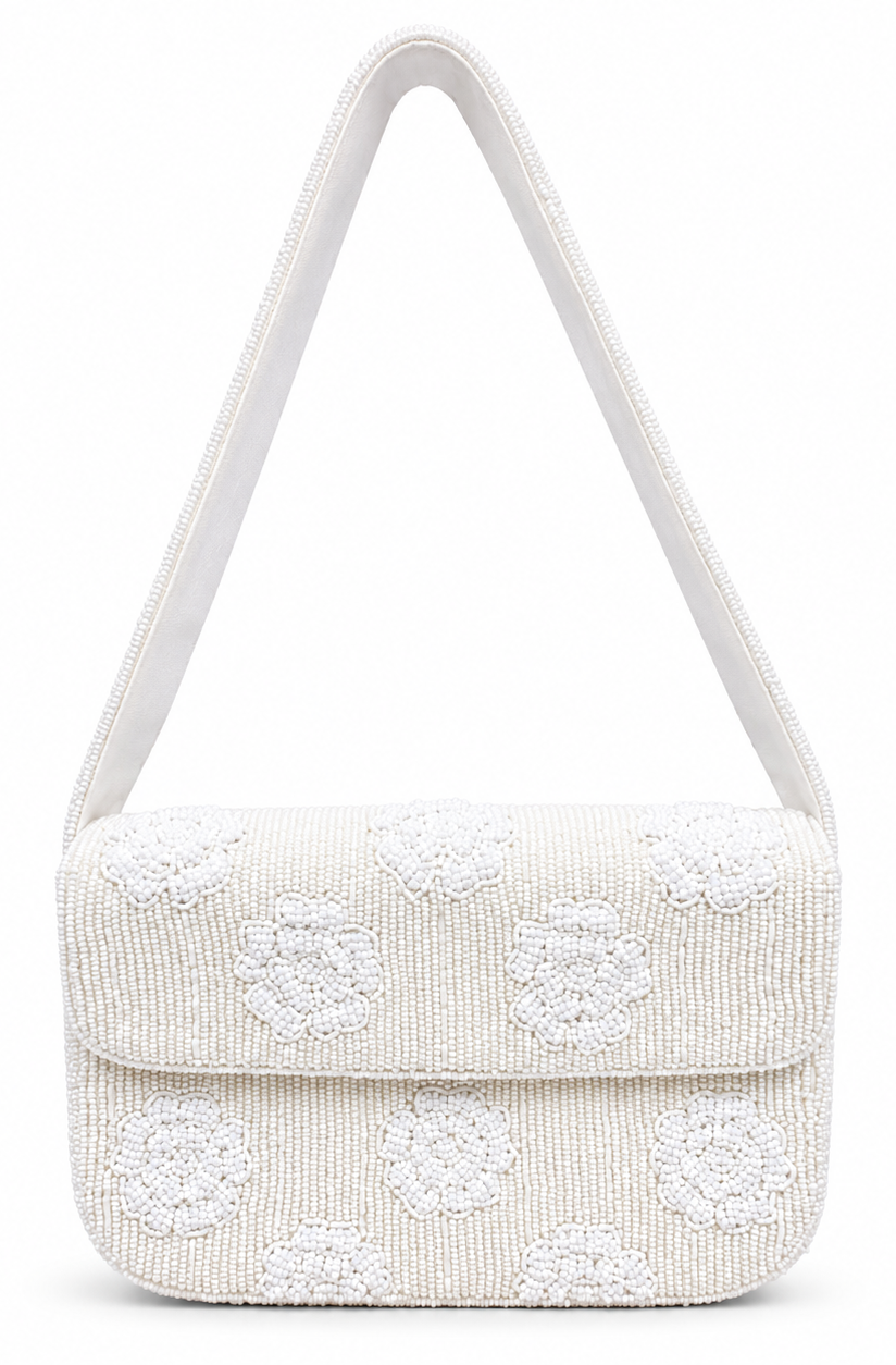 Ivory Glow beaded handbag