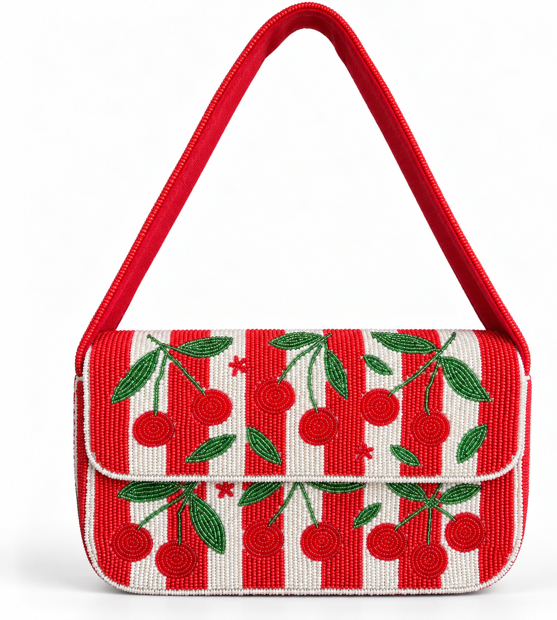Red Botanica beaded handbag