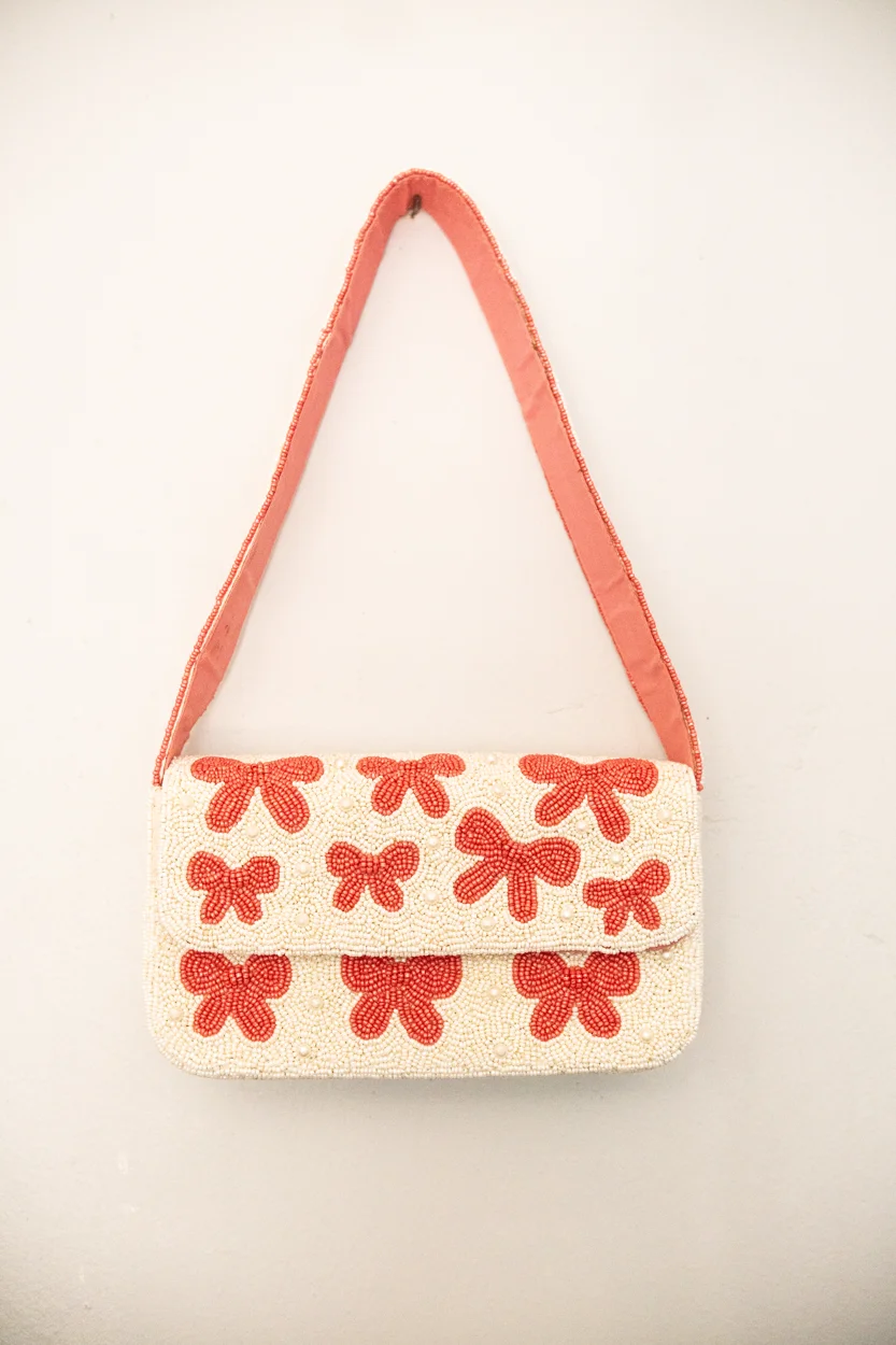 Ruby Bows beaded handbag